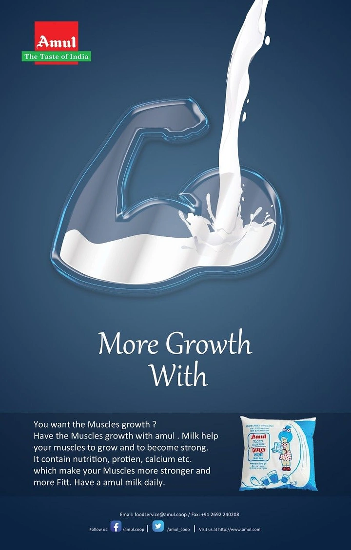 Dairy Brands creative ad: Milk splash forms flexed bicep