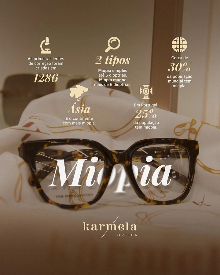 Opticians & Eye Care creative ad: 'Miopia' word seen through lenses