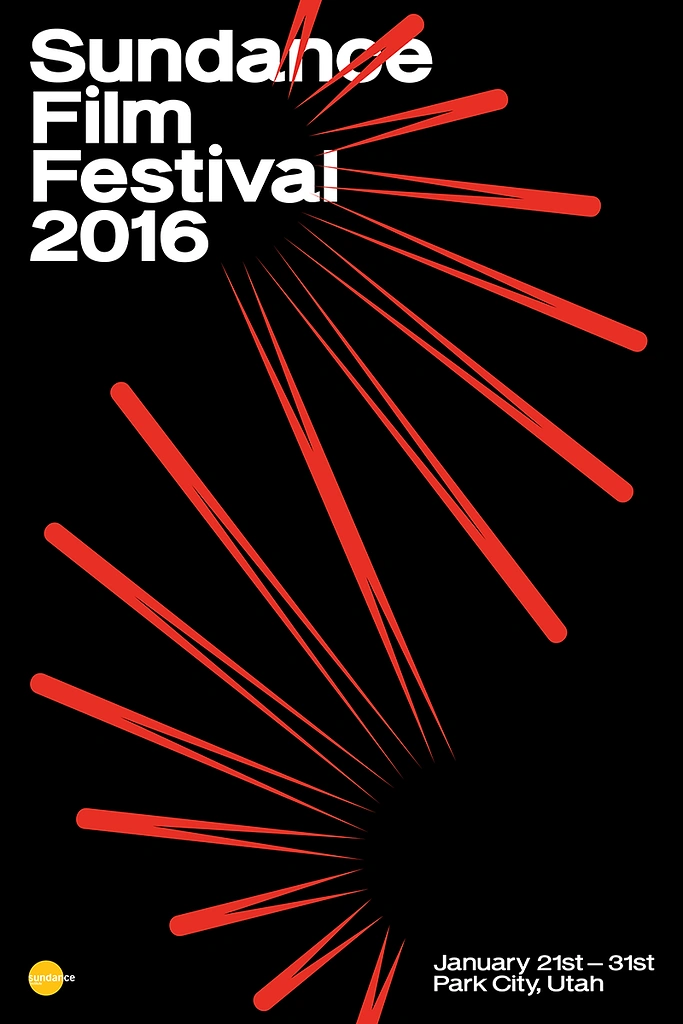 Creative ad: Red radiating line bursts on black