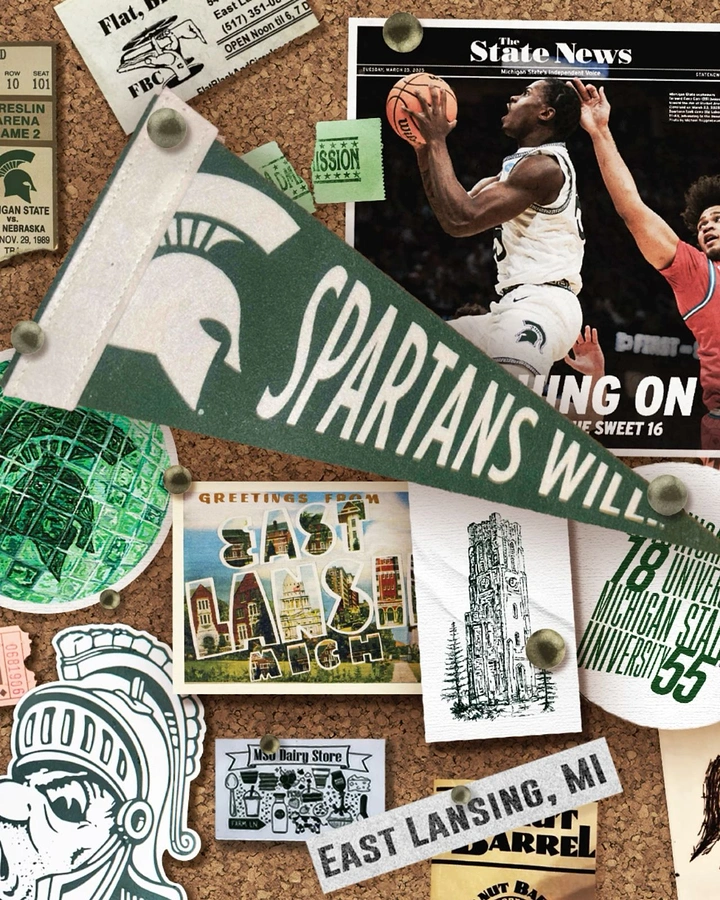 Universities & Colleges creative ad: Energetic Spartan collage composition