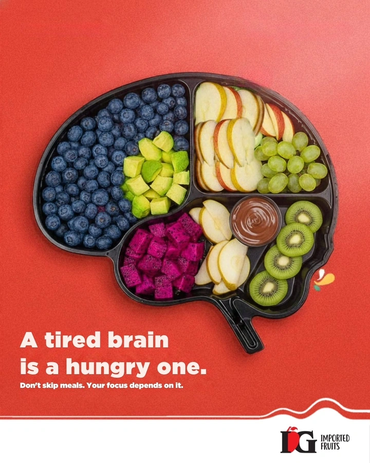 Salad Bars & Healthy Restaurants creative ad: Brain shaped plate visual metaphor