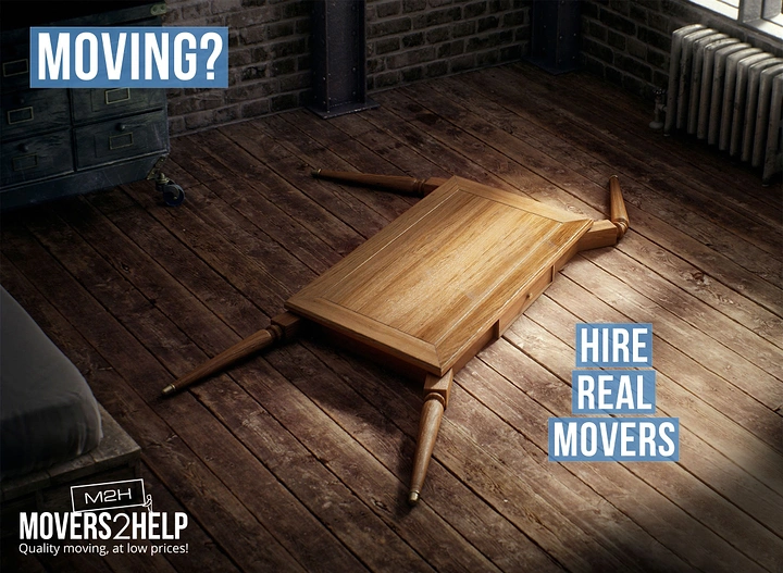 Movers & Packers creative ad: Broken table shows why real movers matter