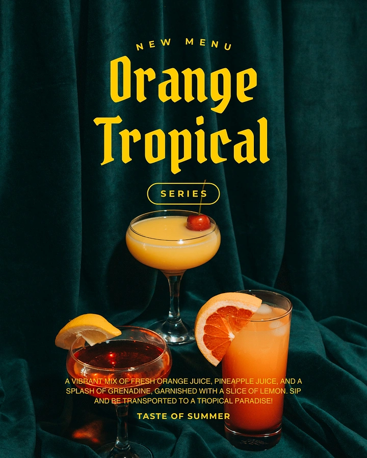 Bars & Pubs creative ad: Exceptional tropical drink poster and typography