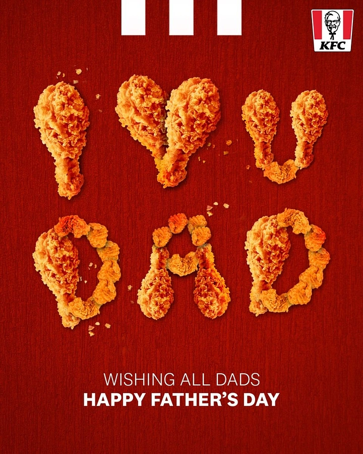 Father's Day creative ad: Fried chicken pieces spelling I love U DAD