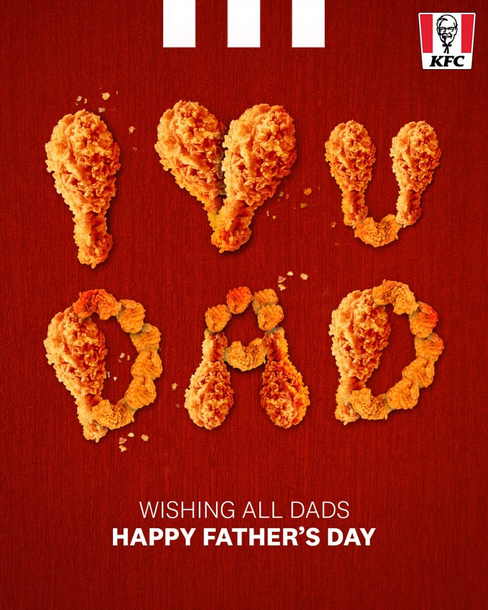 Fried chicken pieces spelling I love U DAD