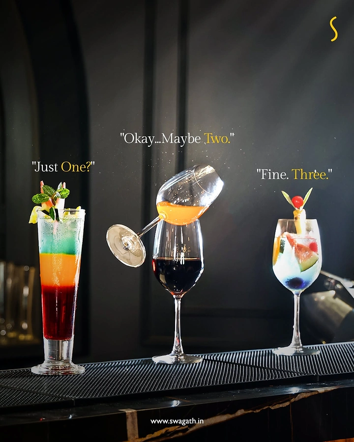 Bars & Pubs creative ad: Witty escalating cocktail-order copy