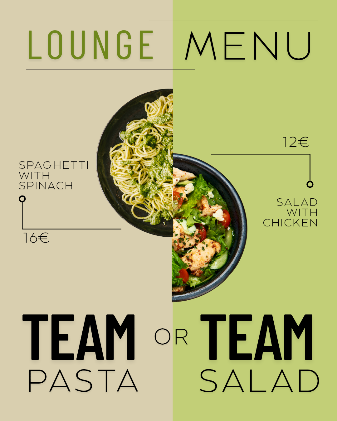 Instagram post: Team pasta versus team salad pun