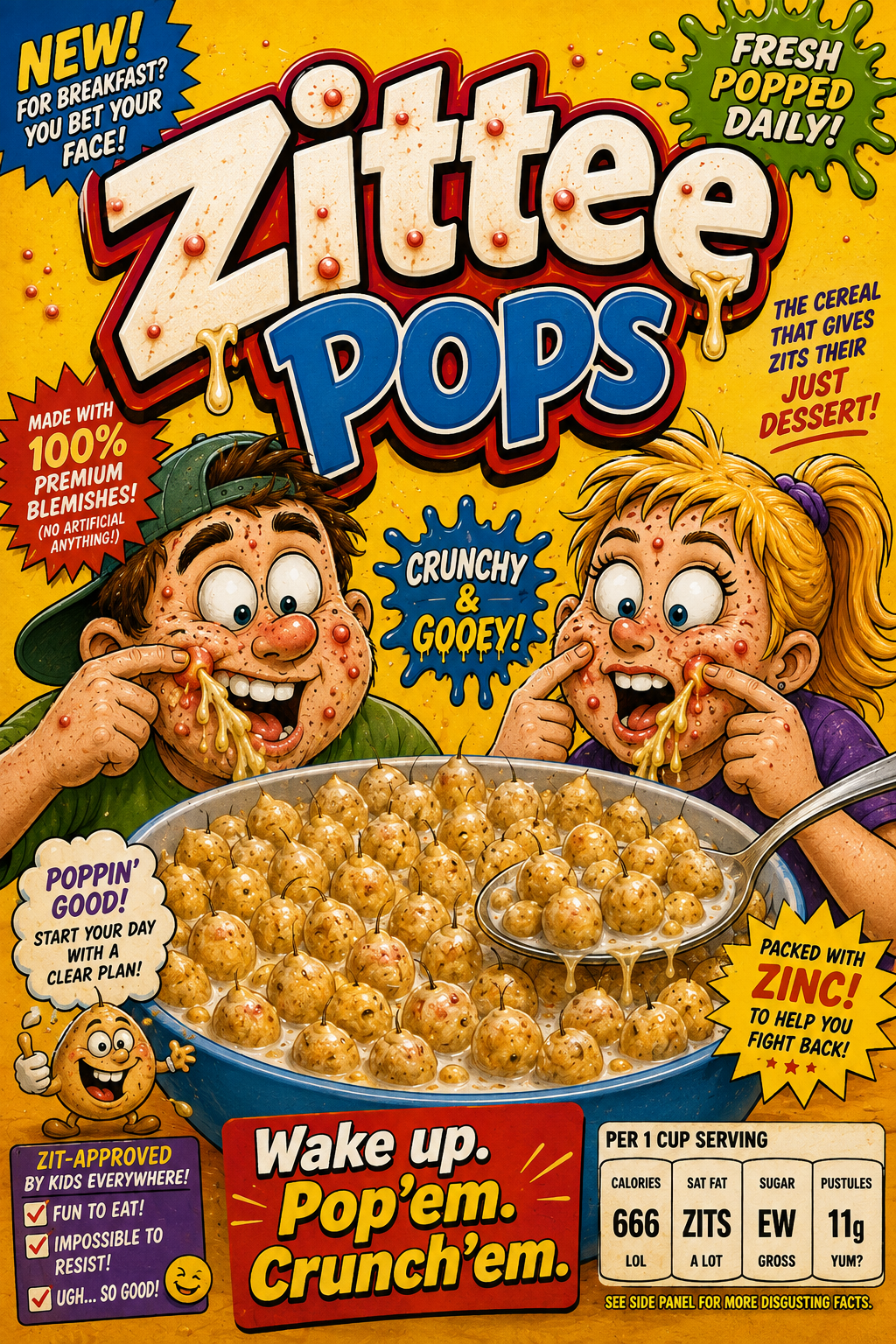 Story: Whimsical illustrated cereal-box world