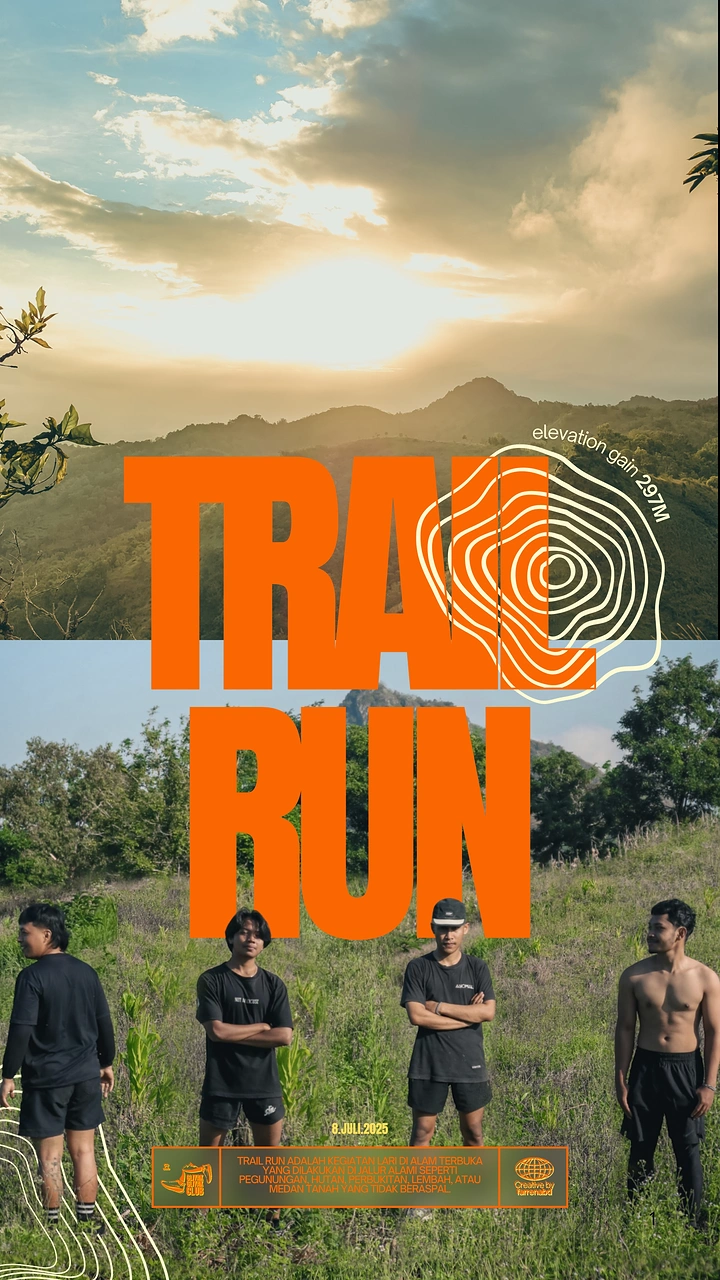 Adventure Sports & Trekking creative ad: Trail typography uses contour-line metaphor