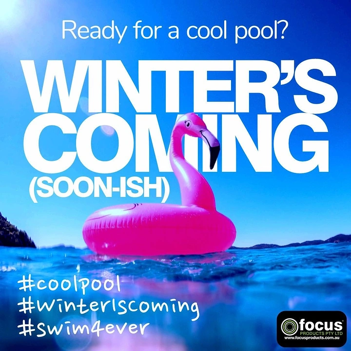 Swimming Pools & Pool Care creative ad: Seasonal pool message with flamingo