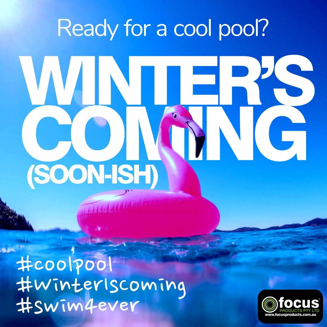 Instagram post: Seasonal pool message with flamingo