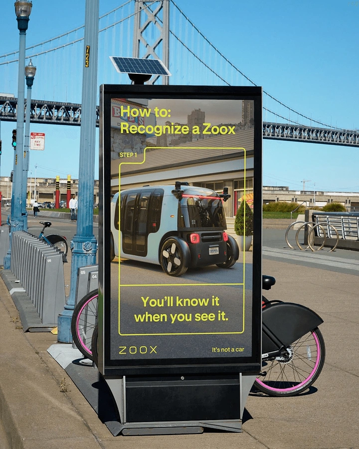 Taxi & Cab Services creative ad: Robotaxi recognition ad makes product visibility the idea