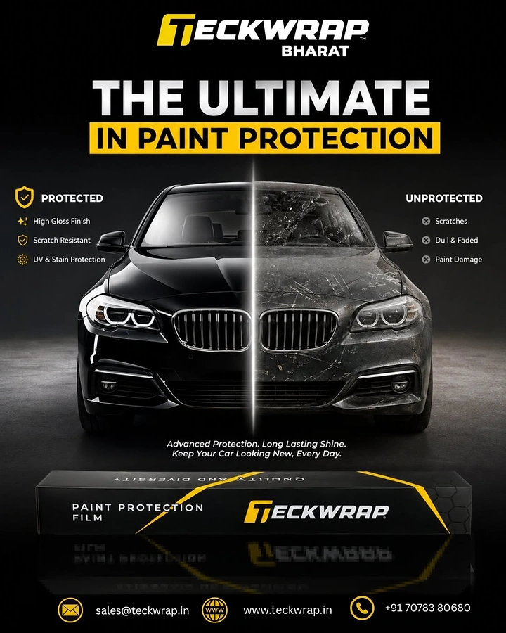 Window Tinting & Car Wraps creative ad: Before-after protection comparison