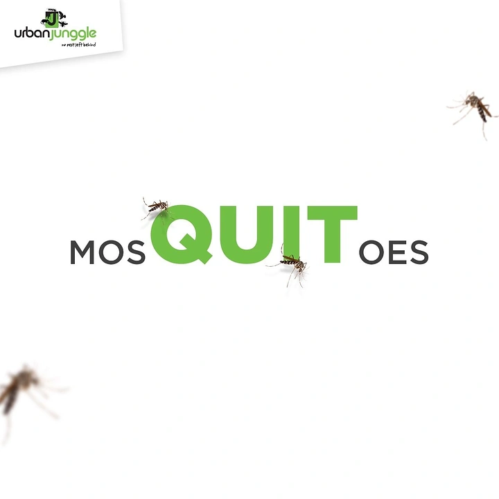 Pest Control creative ad: MosQUIToes wordplay, QUIT highlighted
