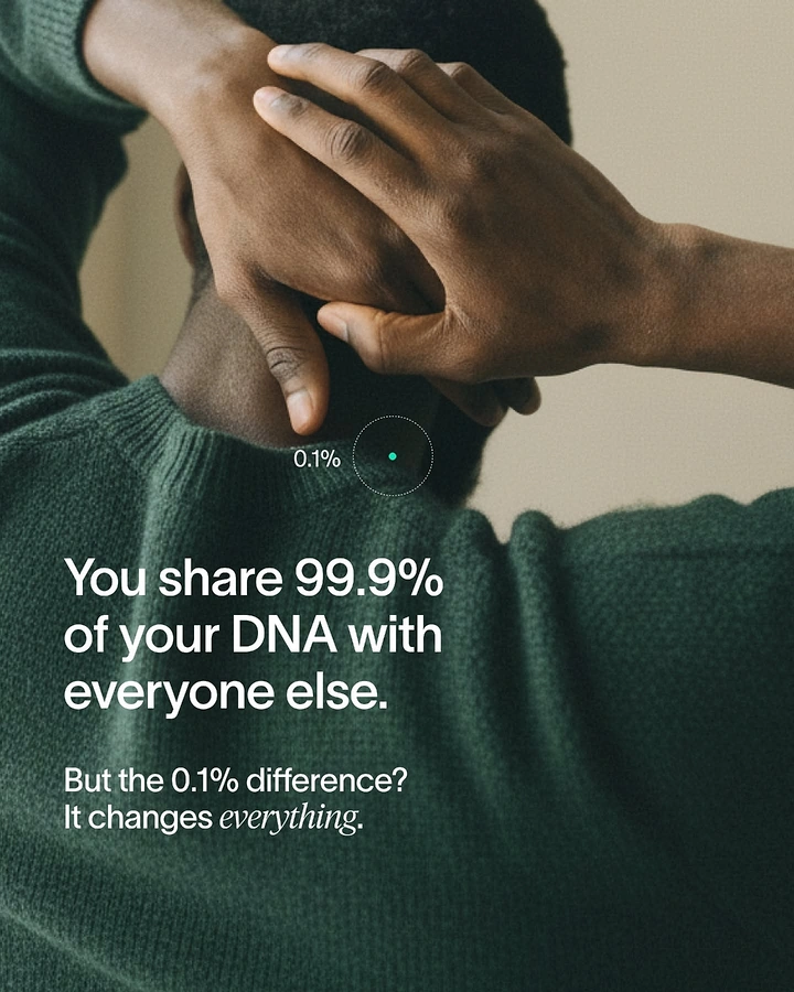 Diagnostic Labs creative ad: Back view of a person in a green sweater with hands clasped behind their neck