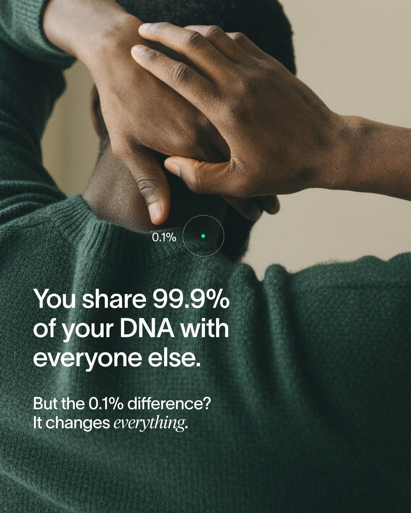 Carousel: Back view of a person in a green sweater with hands clasped behind their neck, slide 1