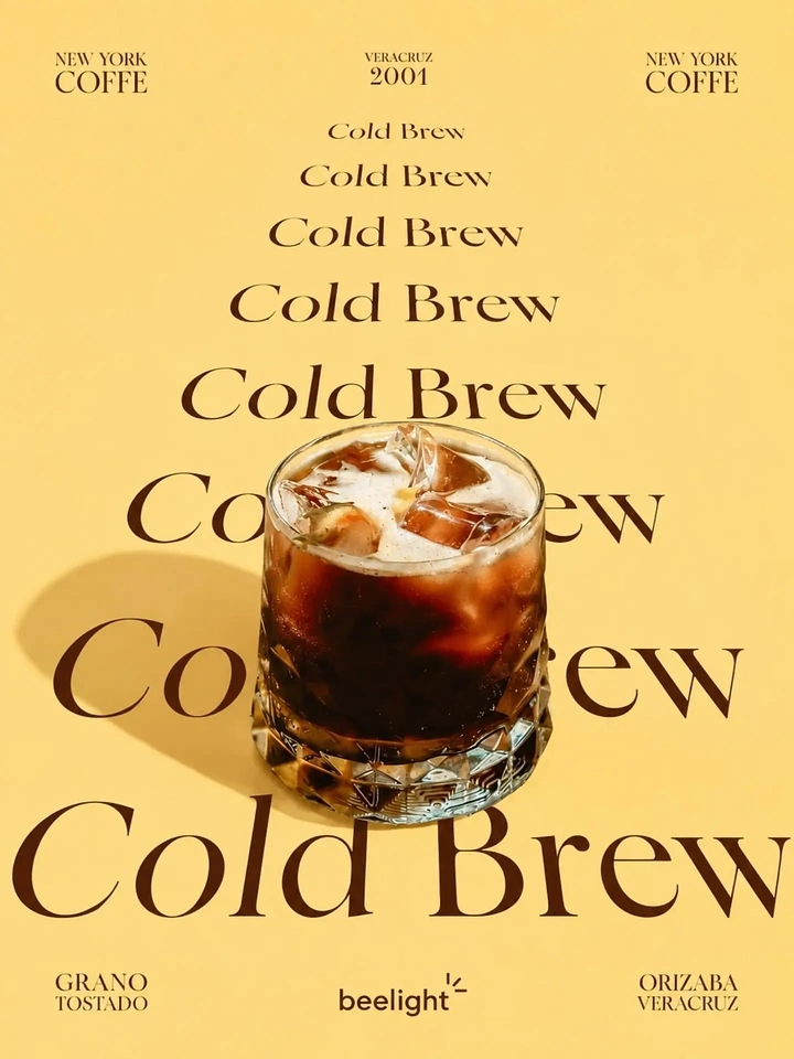 Soft Drinks & Beverages creative ad: Iced cold brew in a cut-crystal glass