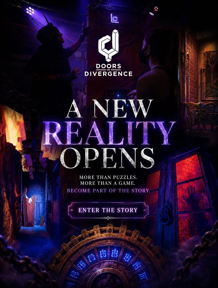 Escape Rooms creative ad: Immersive escape-room world poster