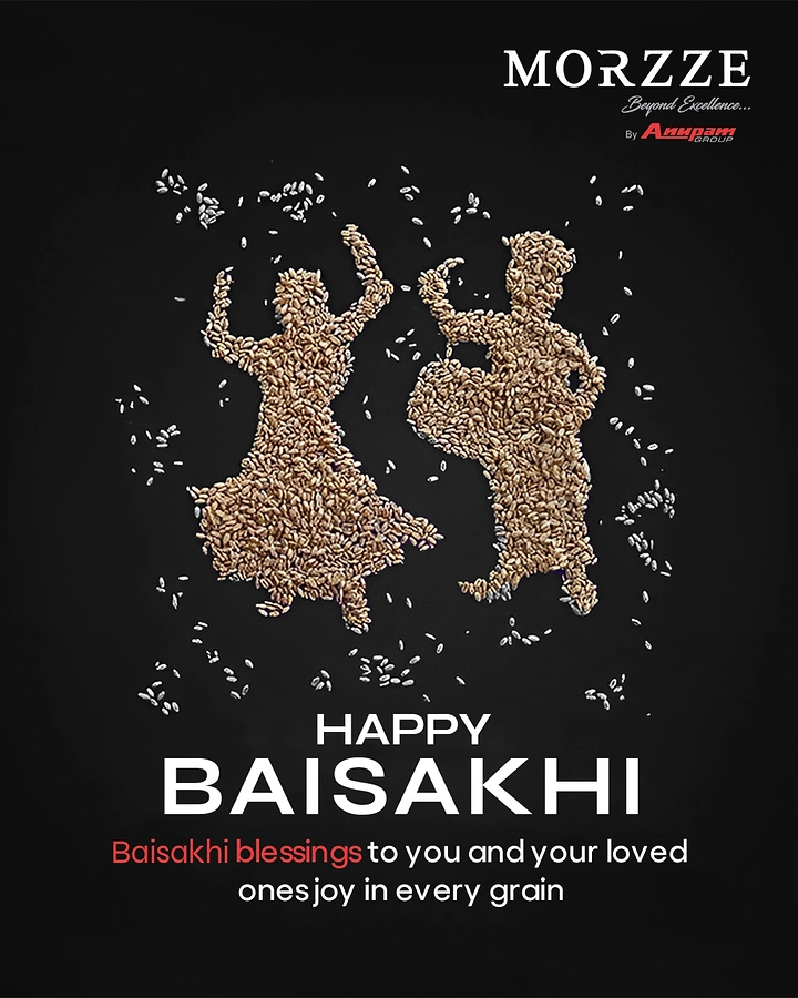 other-festival creative ad: Two bhangra dancer figures made of wheat grains