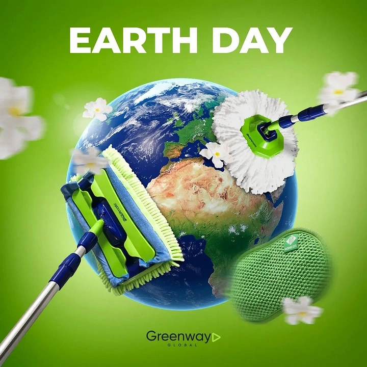 Cleaning Services creative ad: Earth Day globe being mopped clean