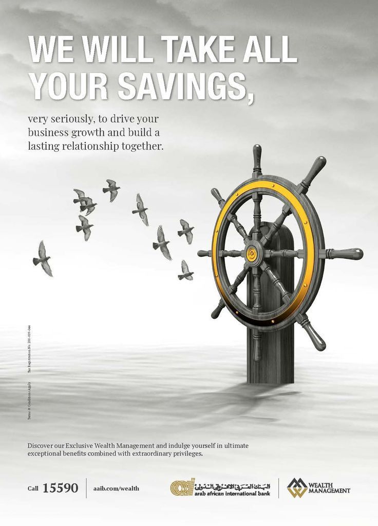 Instagram post: Ship helm steering wealth, bold headline