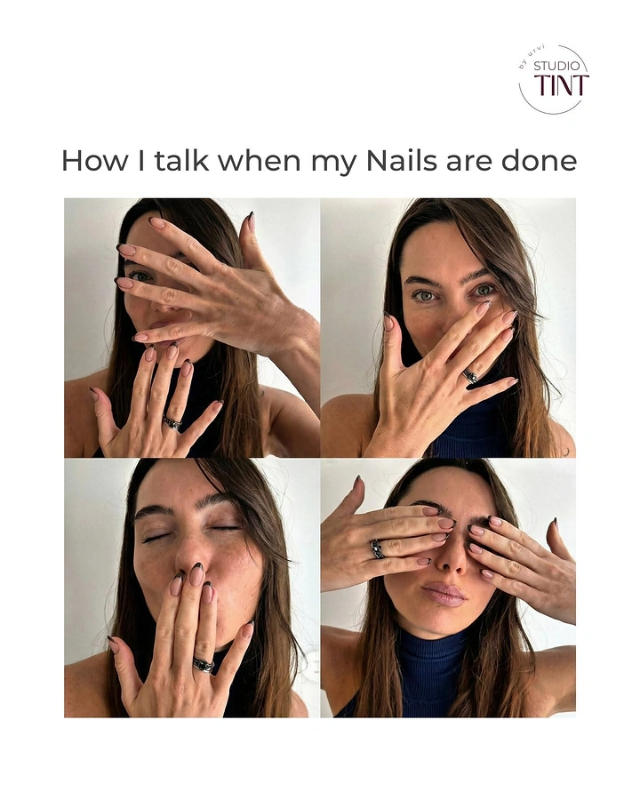 Nail Salons creative ad: Meme-style hand-talk grid, witty copy