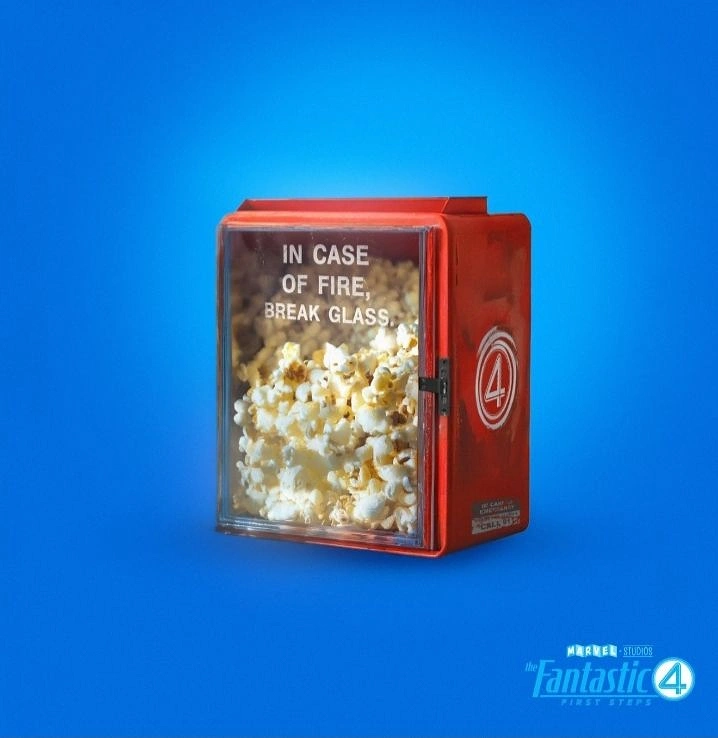 Cinemas & Movie Theatres creative ad: Popcorn in break-glass fire box
