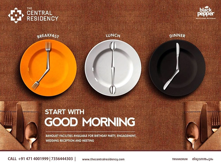 Tableware & Crockery creative ad: Plates become clocks for daily meals