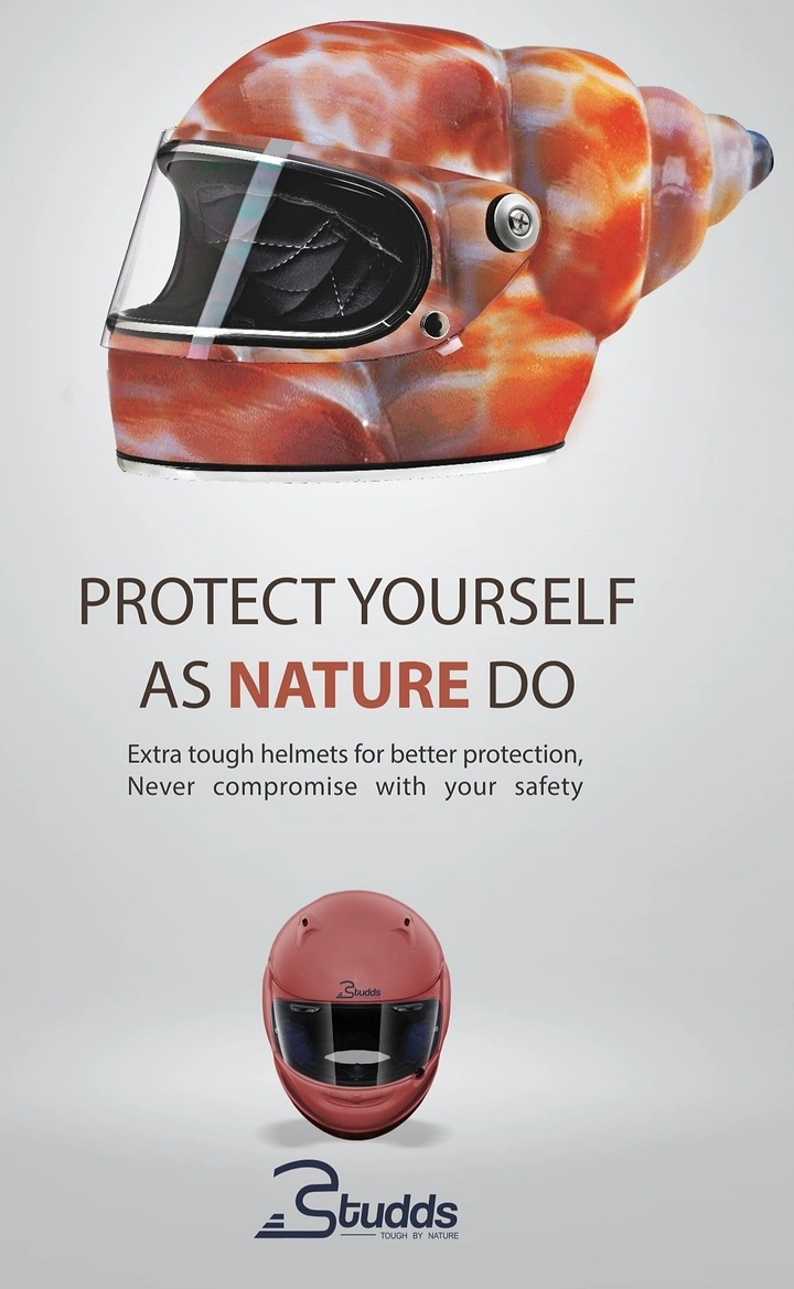 Helmets & Riding Gear creative ad: Helmet mirrors organic nature texture