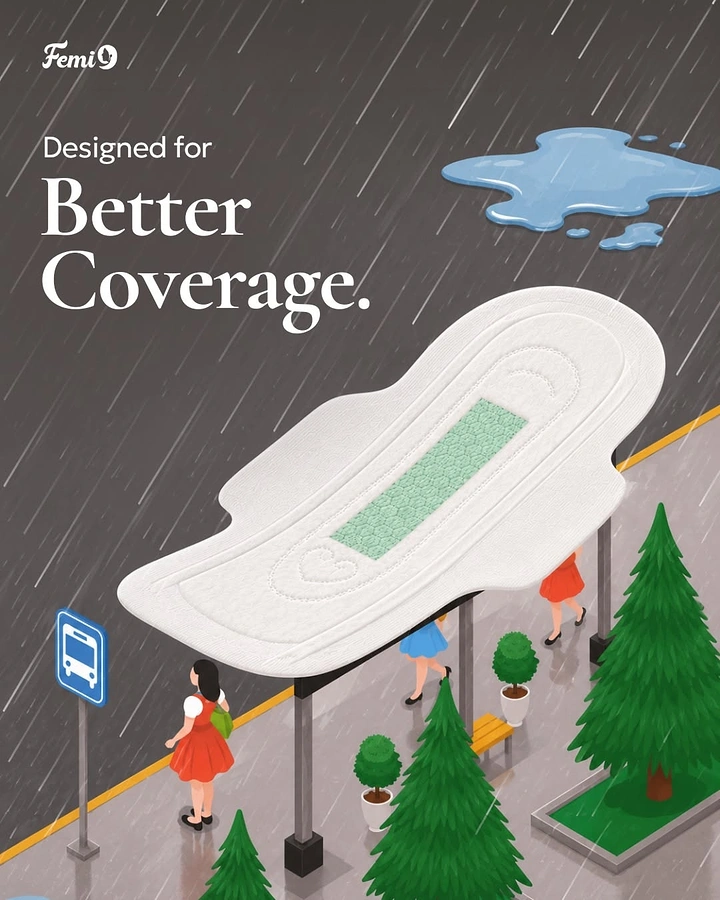 Period Care & Feminine Hygiene creative ad: Pad becomes shelter from rain