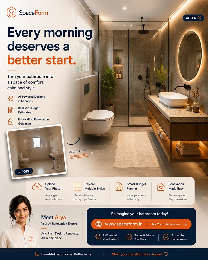 Home Renovation & Remodeling creative ad: Morning routine renovation insight