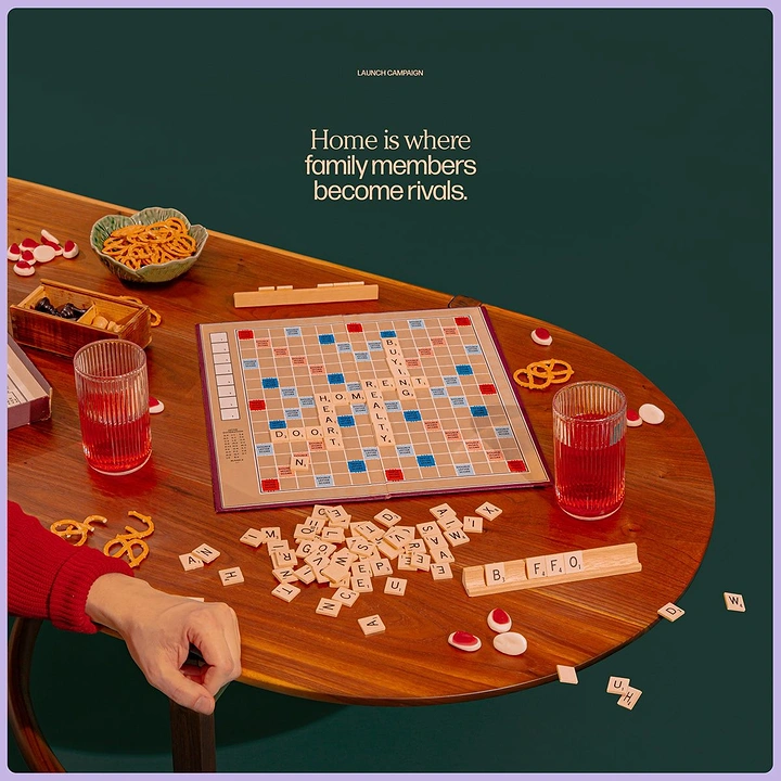 Board Games & Game Cafes creative ad: Family rivalry turns home into game scene