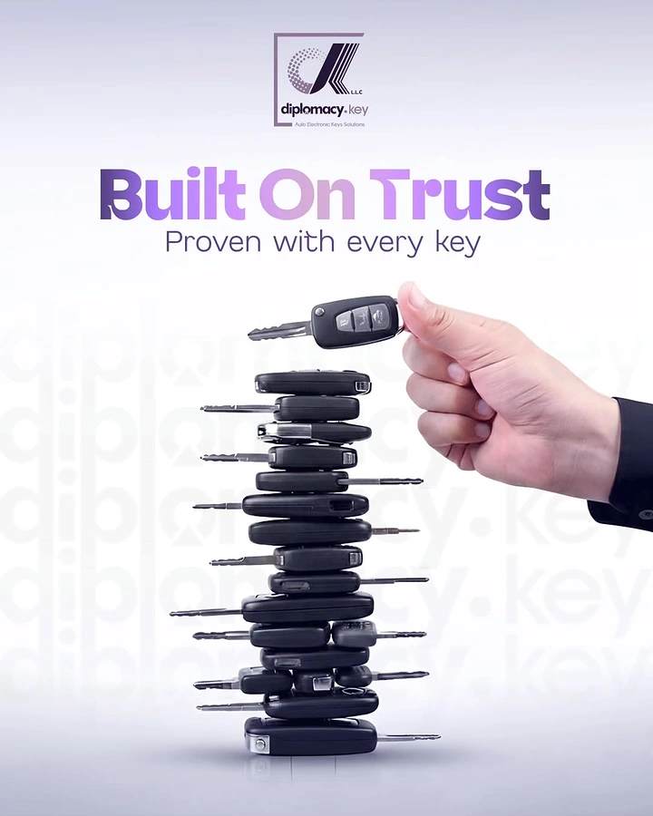 Locksmiths creative ad: Car keys stacked into tower of trust
