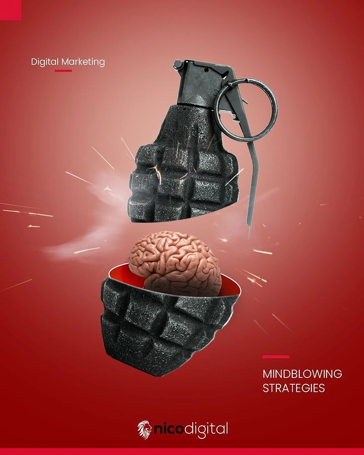 Agency creative ad: Brain grenade: mindblowing strategies pun
