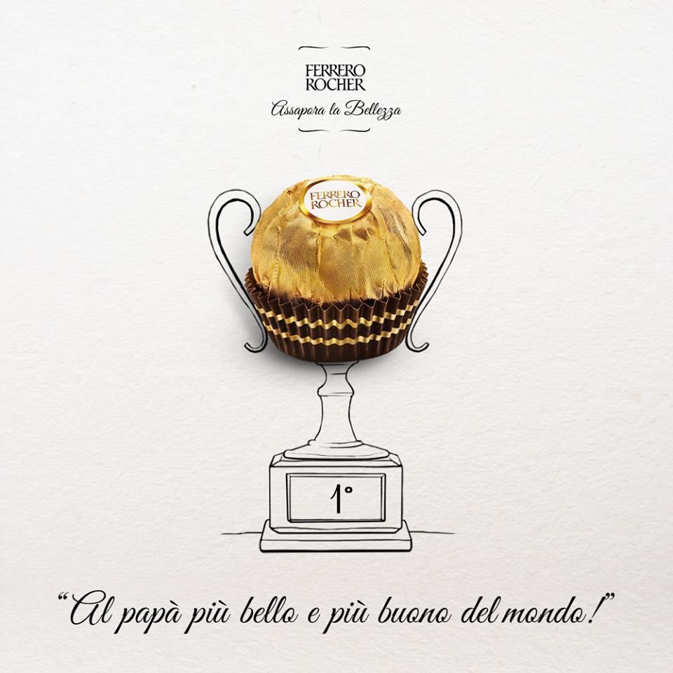 Father's Day Instagram post: Gold-foil chocolate forming the cup of a hand-drawn trophy