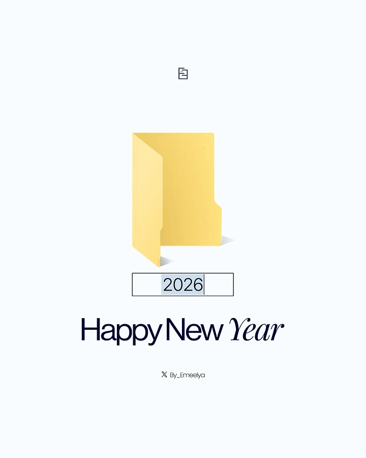 New Year creative ad: Yellow desktop folder being renamed to the new year