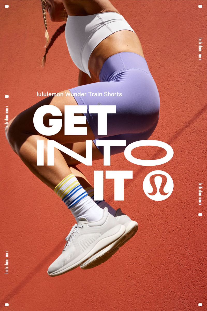 Poster: Cropped athlete mid-jump in lavender shorts and white sneakers