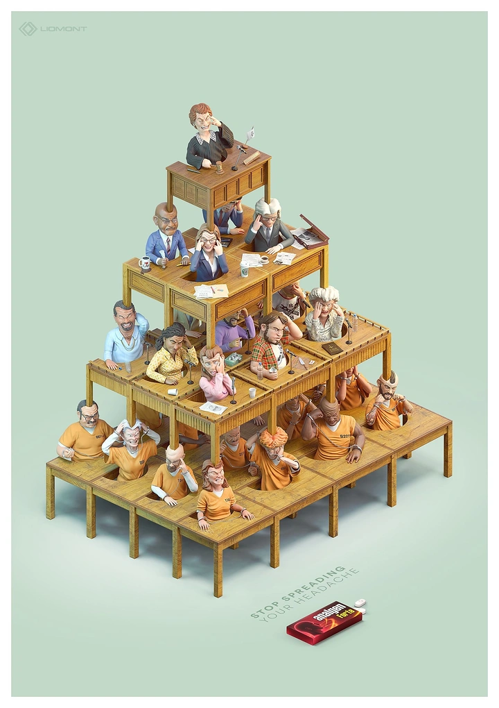 Pain Relief Brands creative ad: Tiered pain-relief hierarchy metaphor