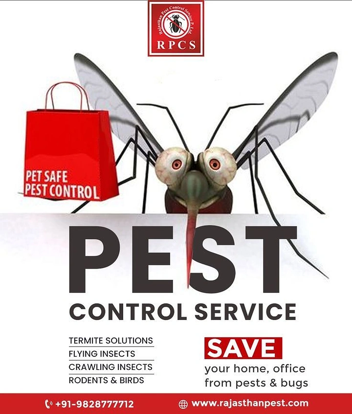 Pest Control creative ad: Giant mosquito perched on bold PEST type