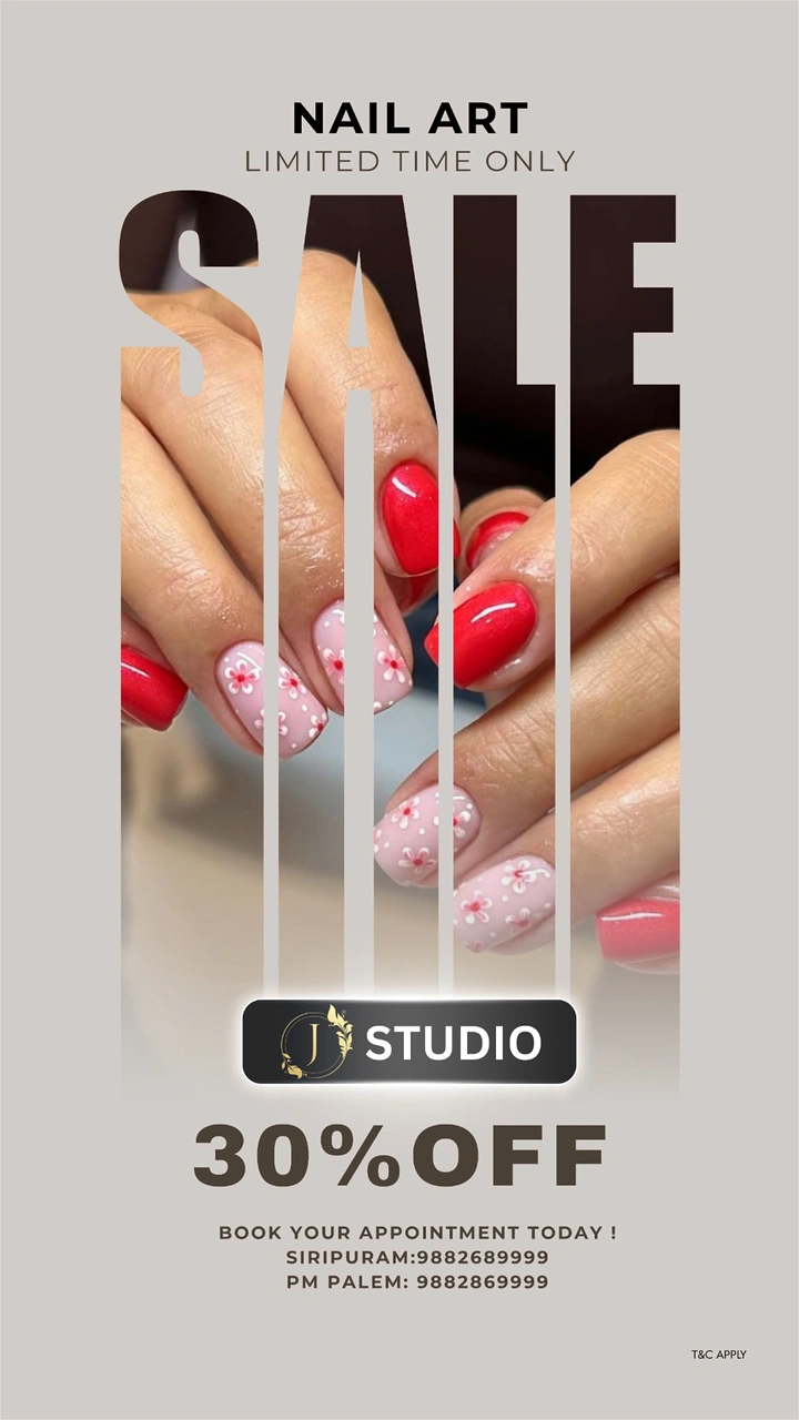 Nail Salons creative ad: Nails interwoven through SALE letters