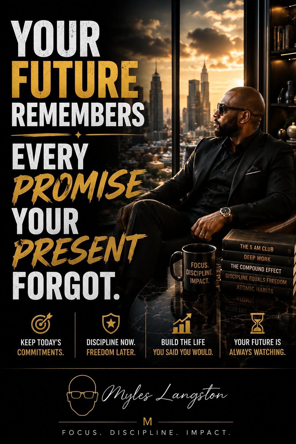 Story: Future remembers promises; strong coaching poster