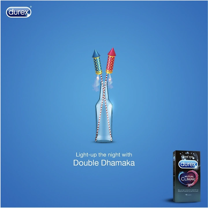 Diwali creative ad: Twin rockets in bottle, cheeky Durex pun