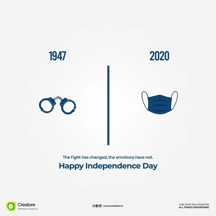 Independence Day creative ad: Handcuffs vs face mask split comparison