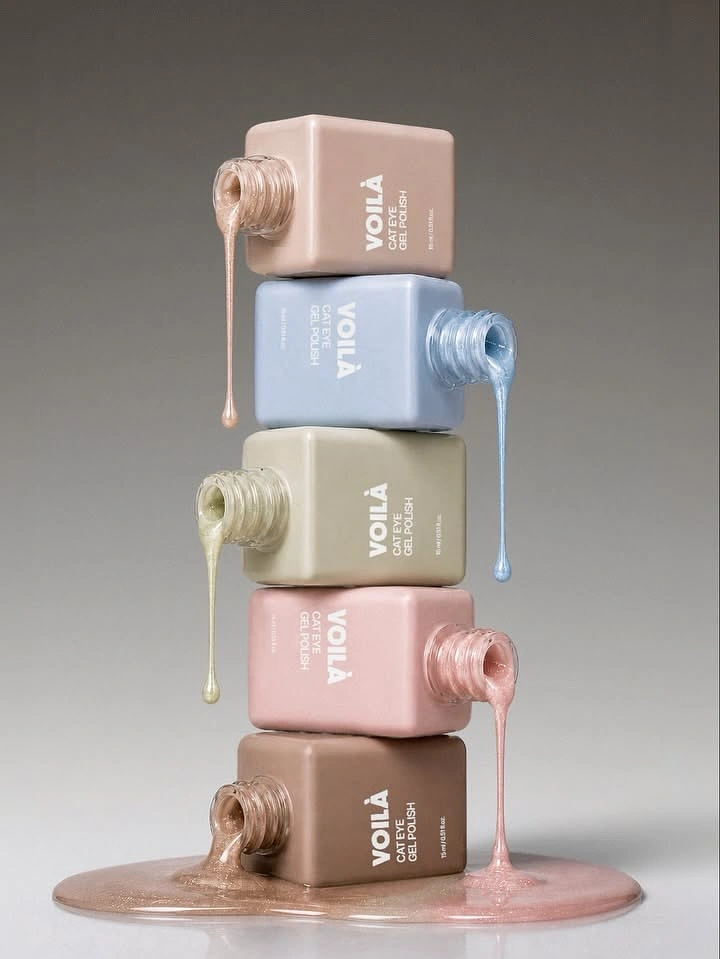 Nail Polish Brands creative ad: Stacked bottles create color cascade