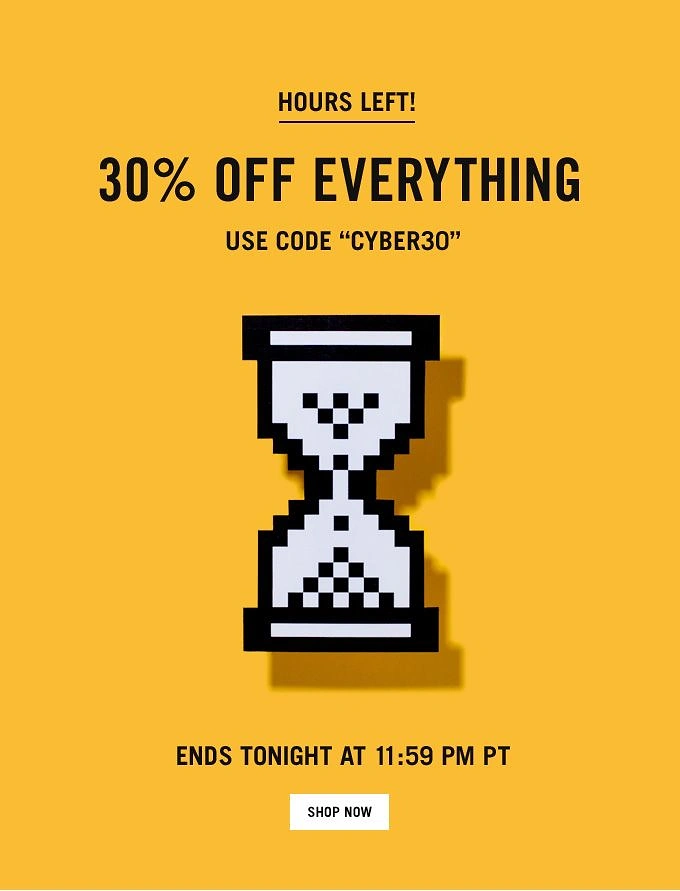 Cyber Monday creative ad: Die-cut pixel hourglass loading icon