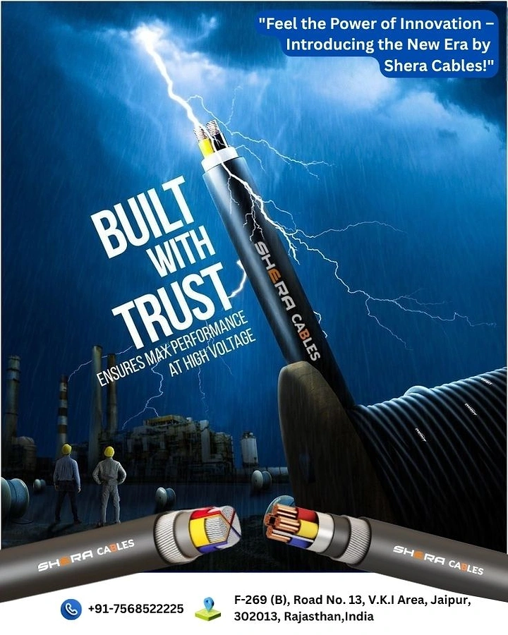 Electricians creative ad: Cable as lightning rod in storm
