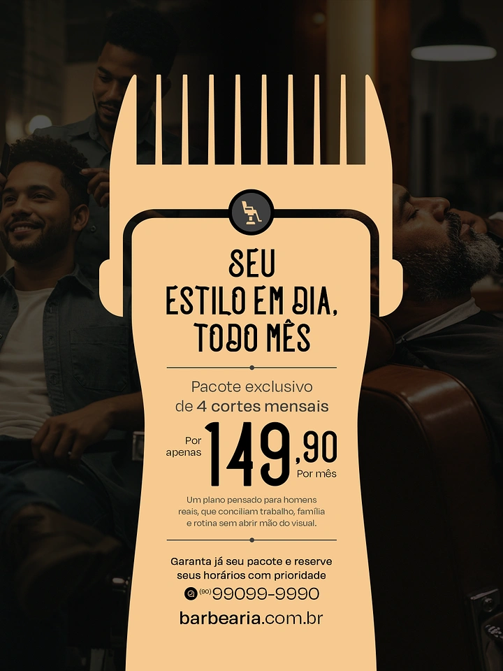 Barber Shops creative ad: Comb-shaped panel frames monthly haircut offer
