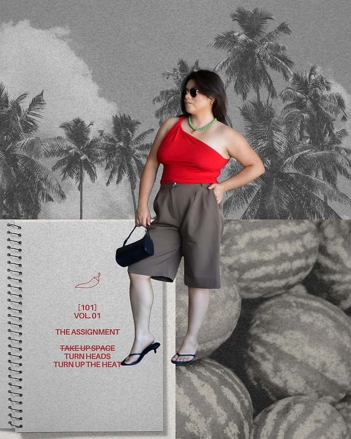 Plus-Size Fashion creative ad: Editorial assignment concept with styled outfit