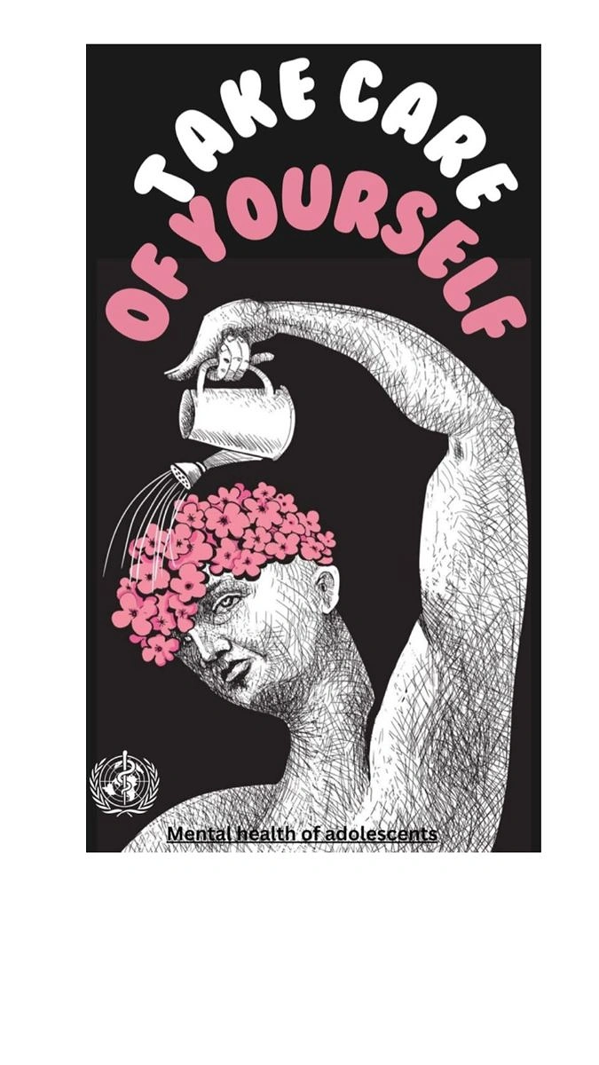 Therapists & Counsellors creative ad: Figure watering pink flowers blooming from their own head