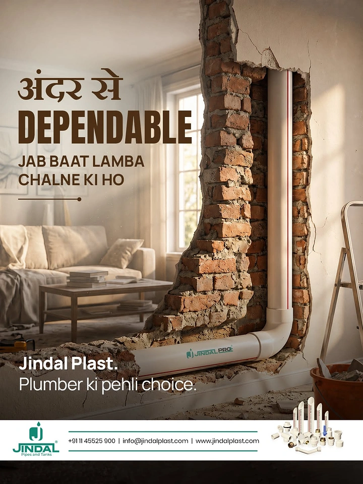 Plumbers creative ad: Cutaway wall reveals dependable pipe inside